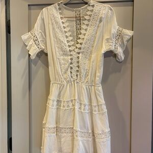 Peixoto White Eyelet Lace Mini Dress
